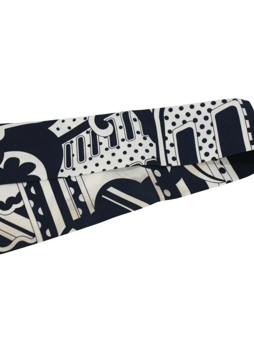 Hermes Faubourg Rainbow Silk Navy White Scarf